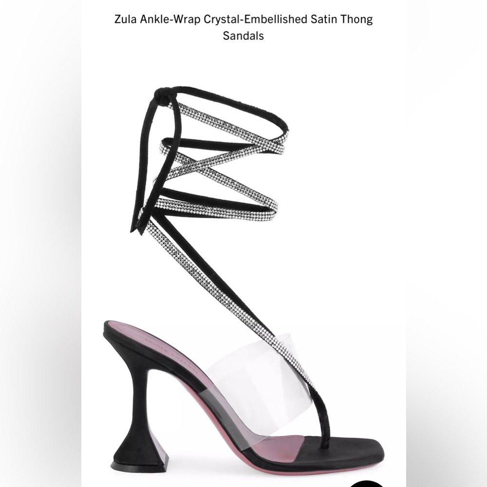Amina Muaddi Zila Crystal Ankle Wrap Sandals-NEW Size 37.5 (7.5)